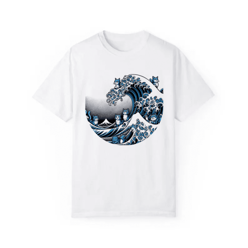 Blue Wave Cat for HarrisWalz T-Shirt, Artistic Cat Lover Tee